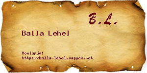Balla Lehel névjegykártya